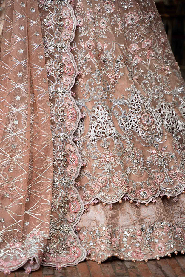 Royal Pink Pakistani Bridal Dress in Frock and Lehenga Style