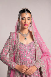 Royal Pink Pakistani Bridal Dress in Pishwas Frock Style