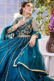 Royal Pishwas Frock and Blue Lehenga Pakistani Wedding Dress