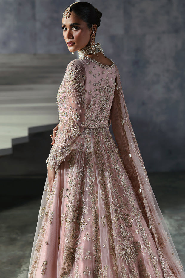 Royal Powder Pink Pakistani Bridal Dress in Pishwas Style