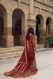 Royal Red Bridal Lehenga and Kameez Pakistani Wedding Dress