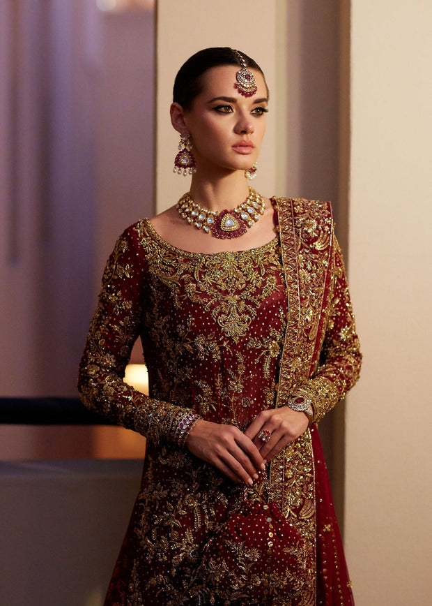 Royal Red Pakistani Wedding Dress in Bridal Gharara Style