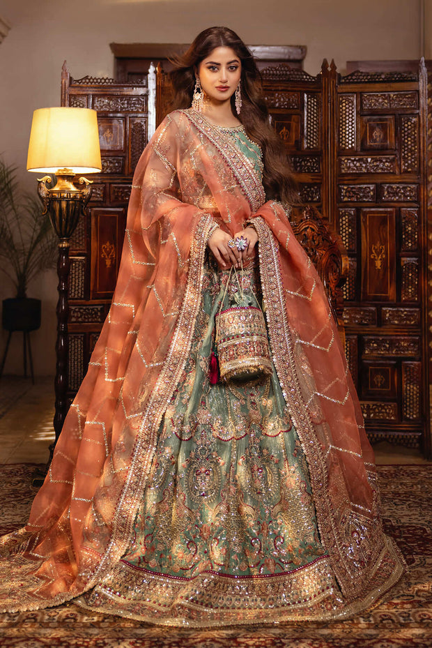 Royal Sea Green Heavily Embellished Pakistani Wedding Dress Lehenga Choli