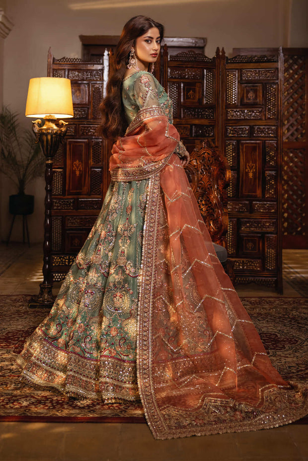 Royal Sea Green Heavily Embellished Pakistani Wedding Lehenga Choli