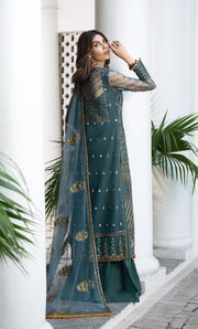 Royal Teal Blue Sharara Kameez Pakistani Wedding Dress