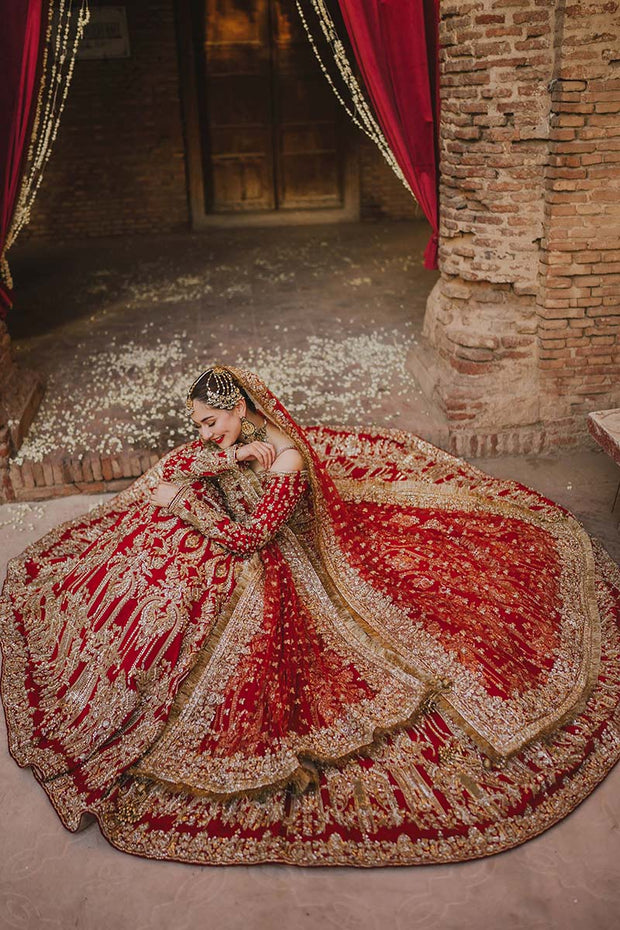 Royal Wedding Red Lehenga and Choli Pakistani Bridal Dress