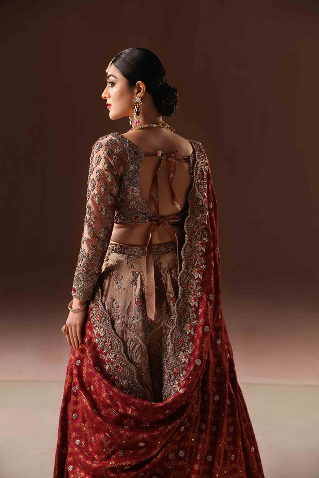 Rusted Gold Embroidered Pakistani Bridal Dress Lehenga choli