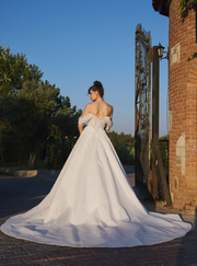 Shimmering Bridal Gown with Florals Off Shoulder Neckline