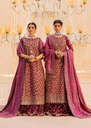 Shocking Pink Embellished Pakistani Wedding  Dress Kameez Gharara