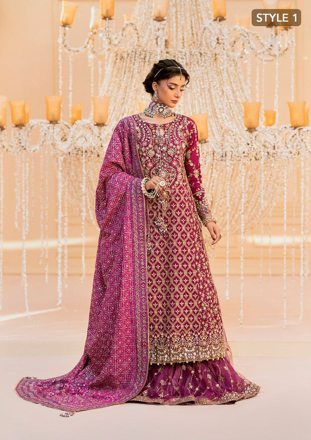 Shocking Pink Embellished Pakistani Wedding Kameez Gharara