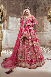 Shocking Pink Embroidered Pakistani Bridal Dress Pishwas Lehenga Dupatta