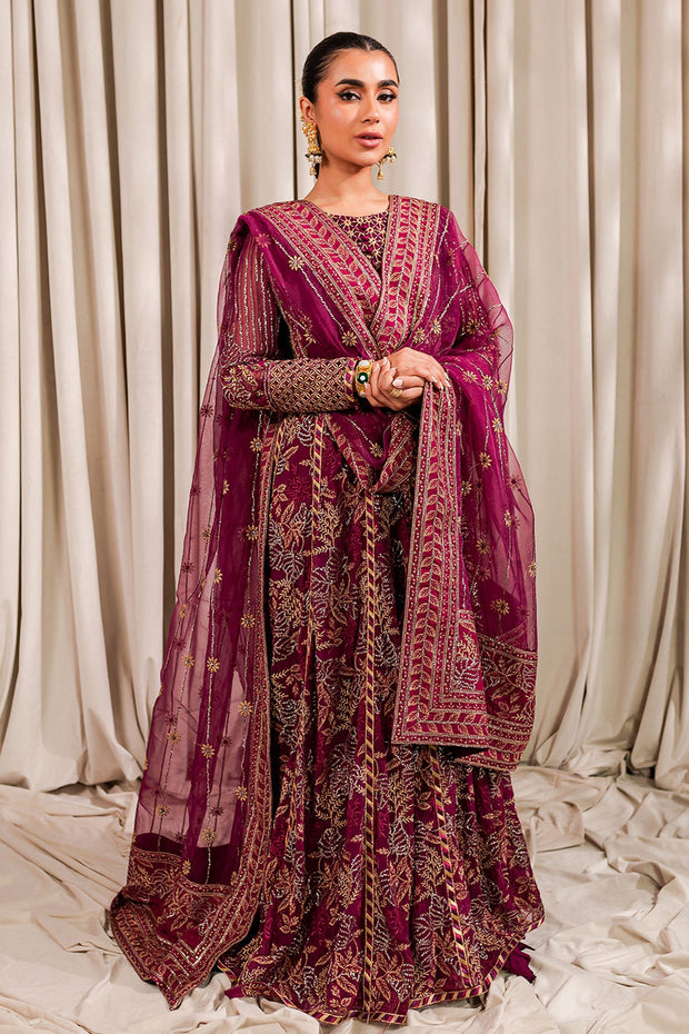 Shocking Pink Embellished Pakistani Pishwas Wedding Dress Nameera By Farooq 1162