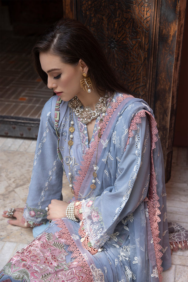 Elegant Ice Blue Pakistani Salwar Kameez Dupatta Suit – Nameera by Farooq