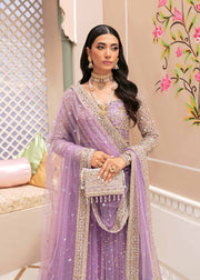 Shop Luxury Lilac Embroidered Pakistani Wedding Dress in Pishwas Sharara Style