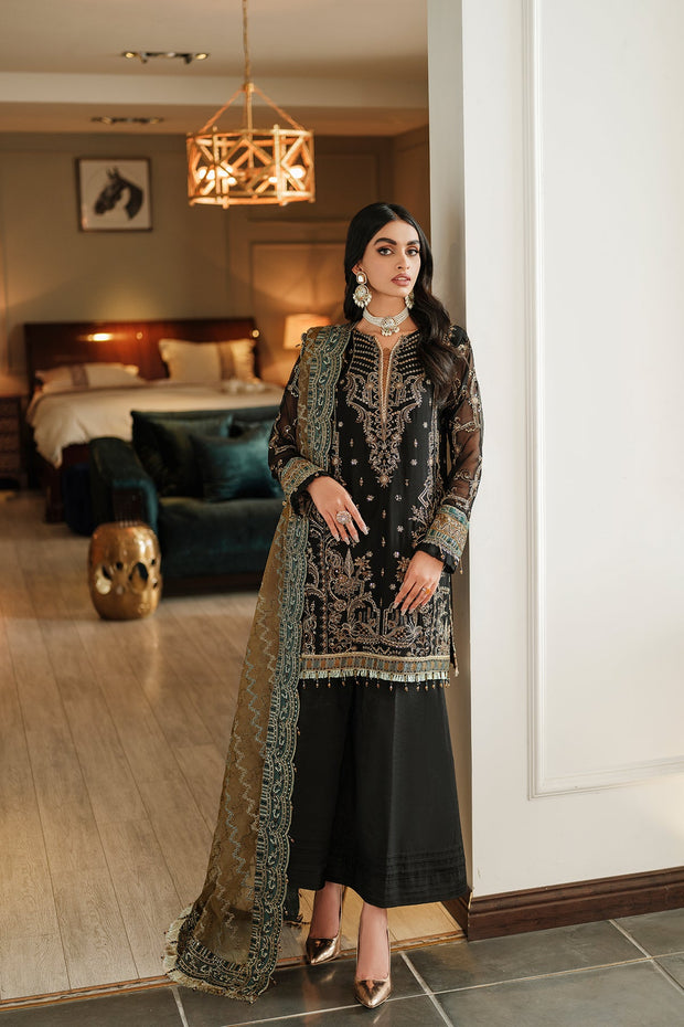 Shop Traditional Black Embroidered Kameez Trousers Wedding Dress 2023