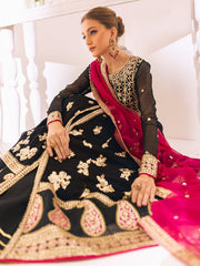 Shop Traditional Black Gown Style Embroidered Pishwas Pakistani Wedding Dress