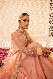 Shop Traditional Heavily Embellished Peach Frock Pakistani Wedding Dress 2023