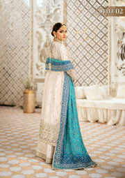 Silver Embellished Gown Pakistani Wedding Dress with Crushed Sharara