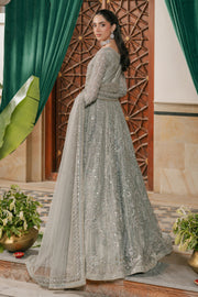 Silver Grey Queen Style Pakistani Wedding Embellished Pishwas