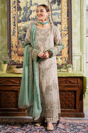 Silver Shade Heavily Embroidered Pakistani Salwar Kameez Dupatta