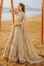 Skin Beige Floor Length Layered Pishwas Pakistani Wedding Dress