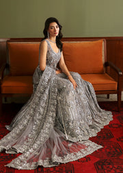 Smokey Grey Embellished Pakistani Bridal Dress in Gharara Style