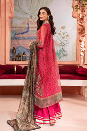 Socking Pink Embroidered Pakistani Party Wear Sharara Frock