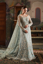 Soft Blue Heavily Embellished Pakistani Bridal Dress Royal Pishwas Gown