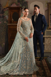 Soft Blue Heavily Embellished Pakistani Bridal Royal Pishwas Gown