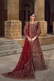 Stunning Pakistani Bridal Dress in Red Lehenga and Kameez Style