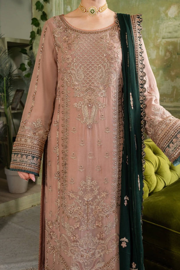 Tea Pink Embroidered Salwar Kameez Chiffon Dupatta  Suit