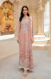 Tea Pink Heavily Embellished Pakistani Long Kameez Wedding Dress