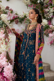 Teal Blue Angrakha Frock and Lehenga Pakistani Wedding Dress