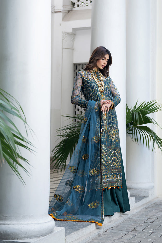 Teal Blue Sharara Kameez Pakistani Wedding Dress