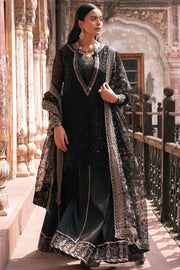 Traditional Black Embroidered Pakistani Wedding Dress Kameez Gharara