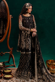 Traditional Black Pakistani Wedding Wear Embroidered Sharara