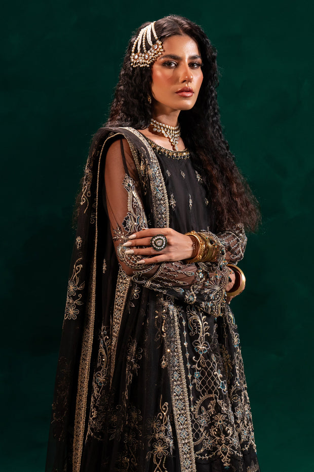 Traditional Black Shade Pakistani Wedding Embroidered Sharara