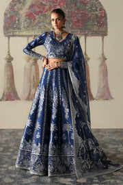 Traditional Blue Pakistani Wedding Dress Lehenga Choli with Dupatta