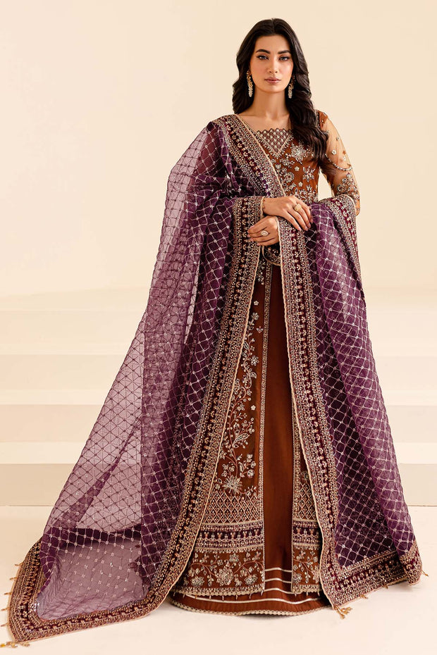 Traditional Brown Shade Pakistani Wedding Dress Pishwas Frock