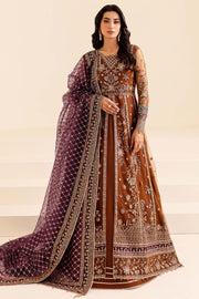 Traditional Brown Shade Pakistani Wedding Dress in Pishwas Frock Style