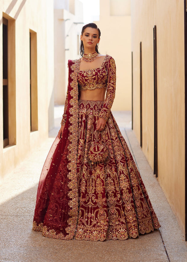 Traditional Embellished Choli Lehenga Style Pakistani Bridal Dress