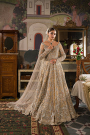 Traditional Ivory Pakistani Bridal Dress Heavily Embellished Pishwas Gown