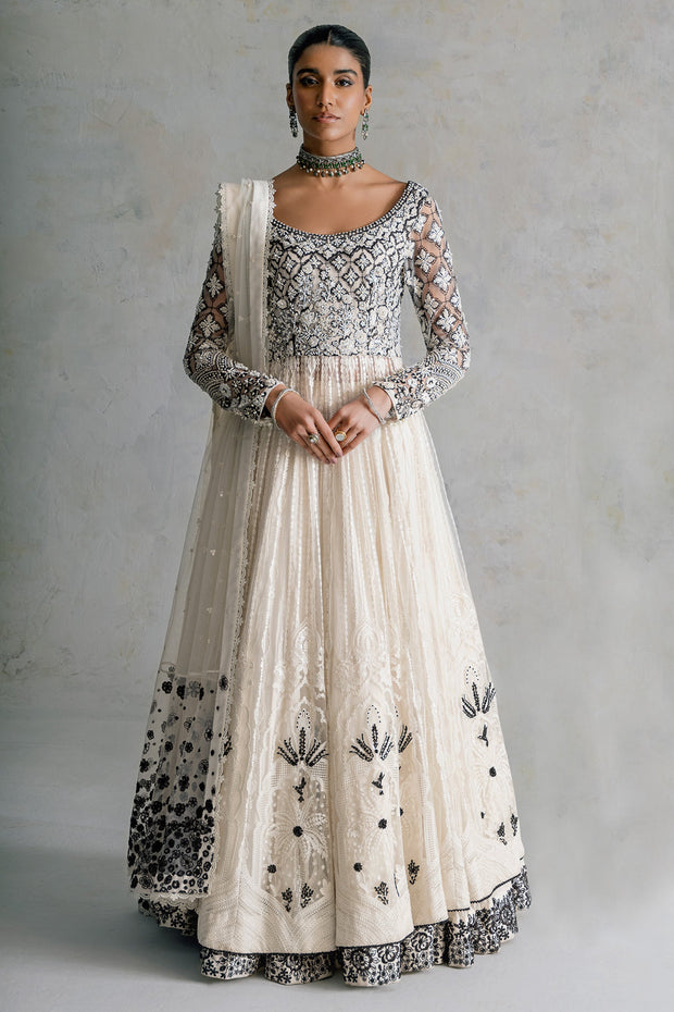 Traditional Net Pishwas Frock Pakistani Wedding Dress