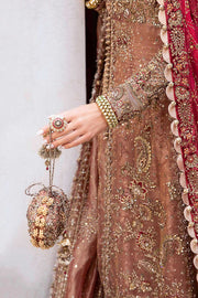 Traditional Pakistani Bridal Dress in Open Kameez and Lehenga Style