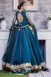 Traditional Pishwas Frock and Blue Lehenga Pakistani Wedding Dress