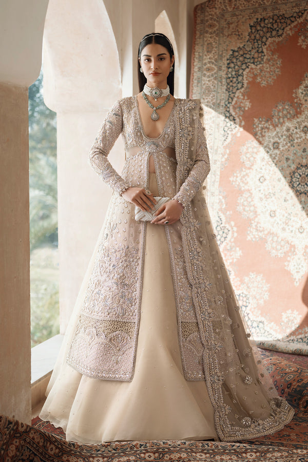 Trendy Pakistani Wedding Dress in Open Kameez Lehenga Style