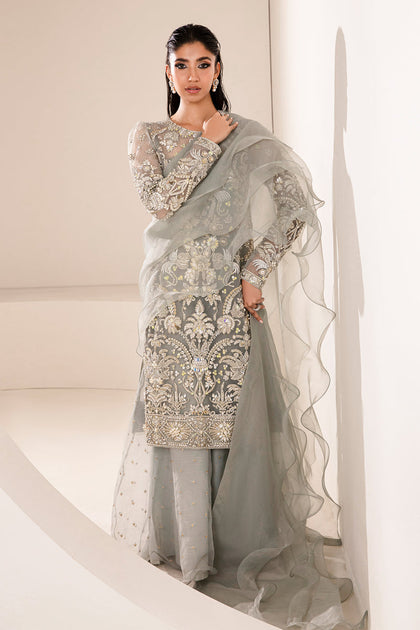Turquoise Pakistani Wedding Dress In Gahrara Kameez Style Nameera By Farooq 