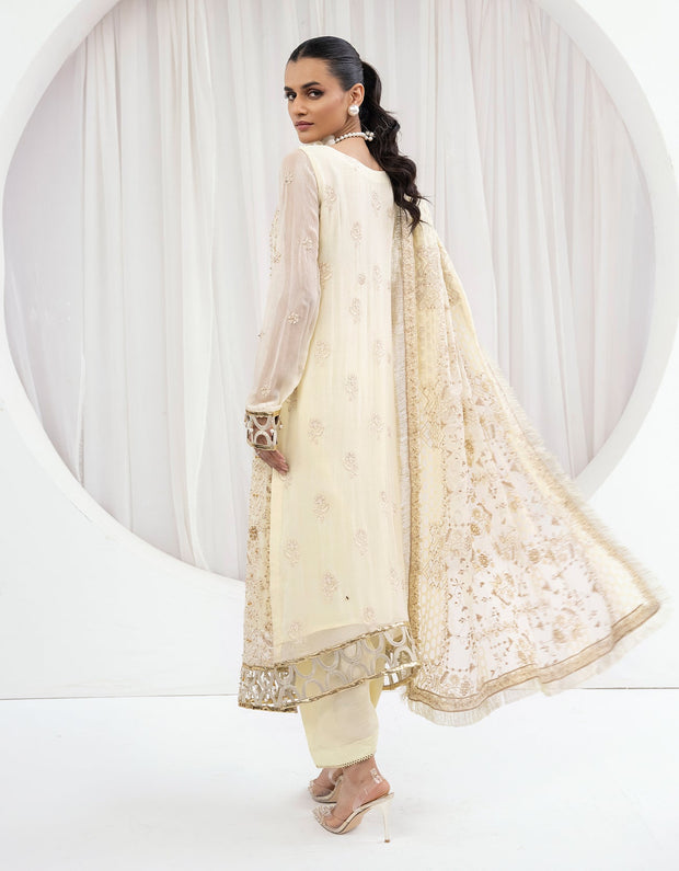 White Chiffon Embellished Pakistani Salwar Kameez 2023