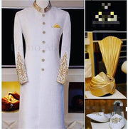 Men Sherwani Turban And Khusa In Offwhite Color Model# Men 1734