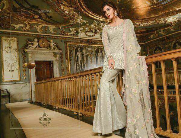 Beautiful dress by Maria b in Pink and Mint Green Color – Nameera by Farooq